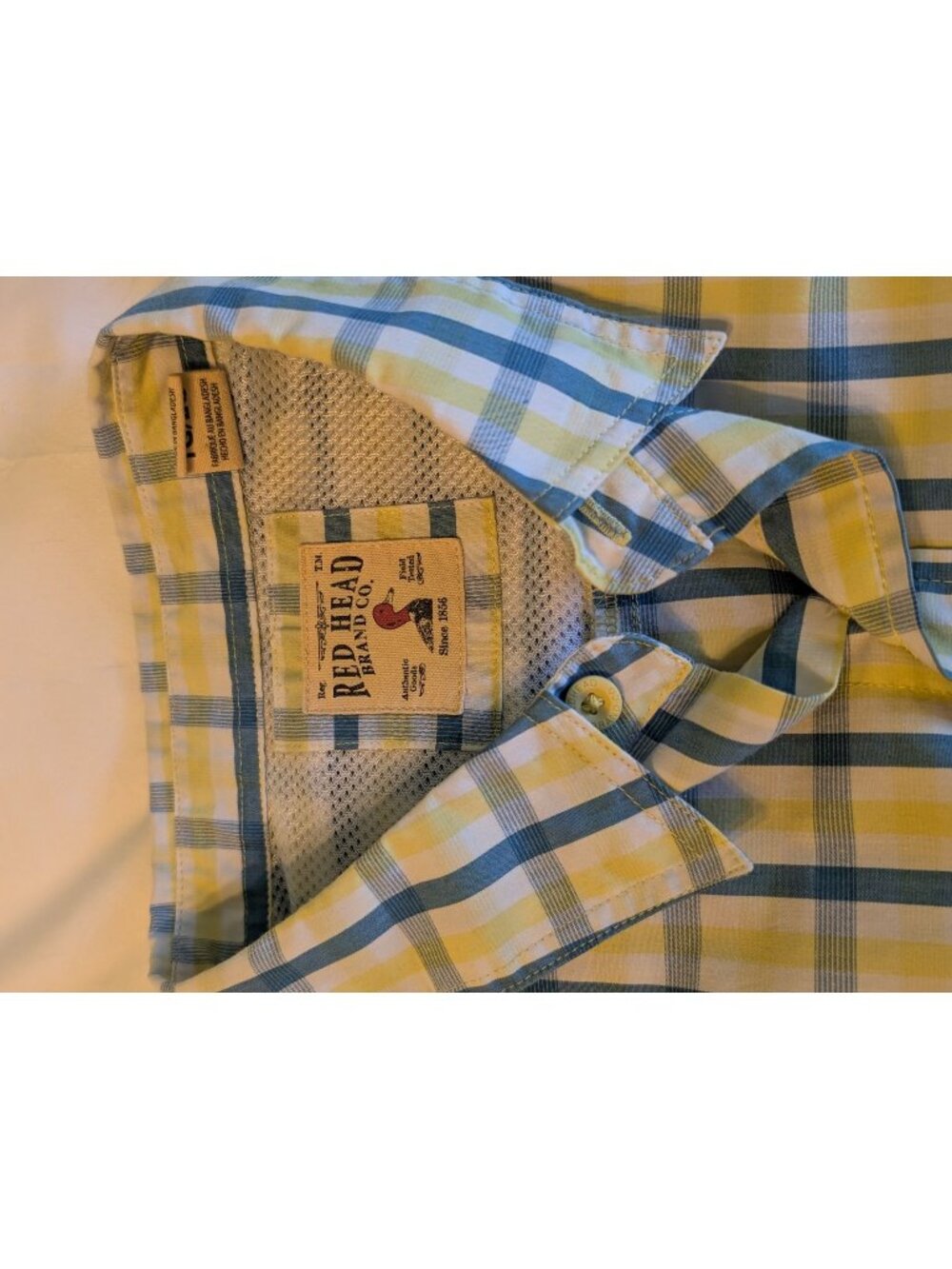 Men's Red Head Casual Button up Shirt Size XL Yellow Plaid Summer Preppy